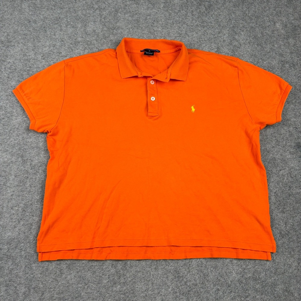 Ralph Lauren Sport Polo Shirt Mens XL Orange Short Sleeve Cotton Pique Old Money